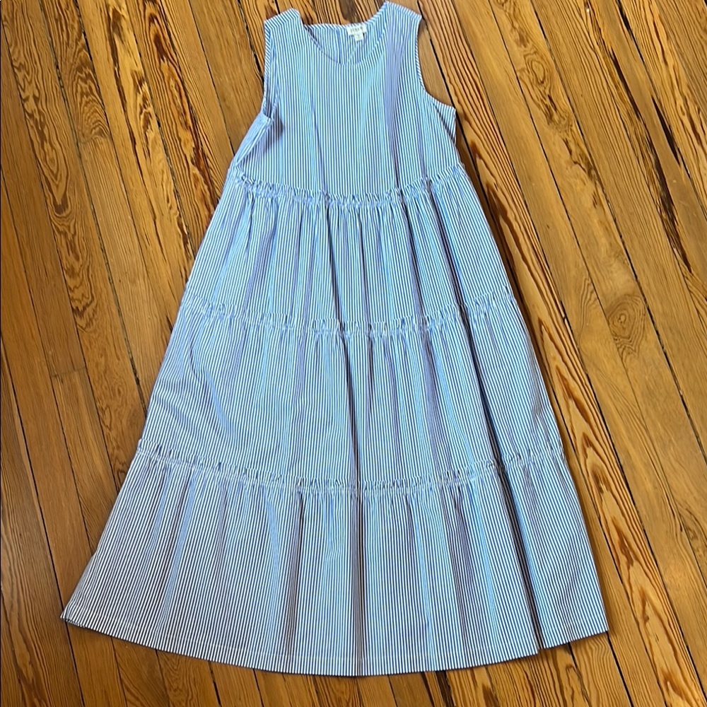 J. Crew Factory Light Blue and White Striped Midi Dress - Picture 2 of 5